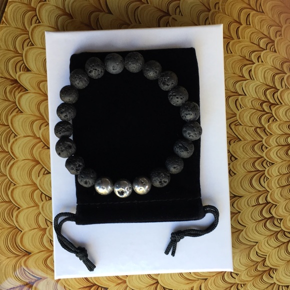 Stretch Bracelet Agate Lava Stone Beads - Picture 2 of 3